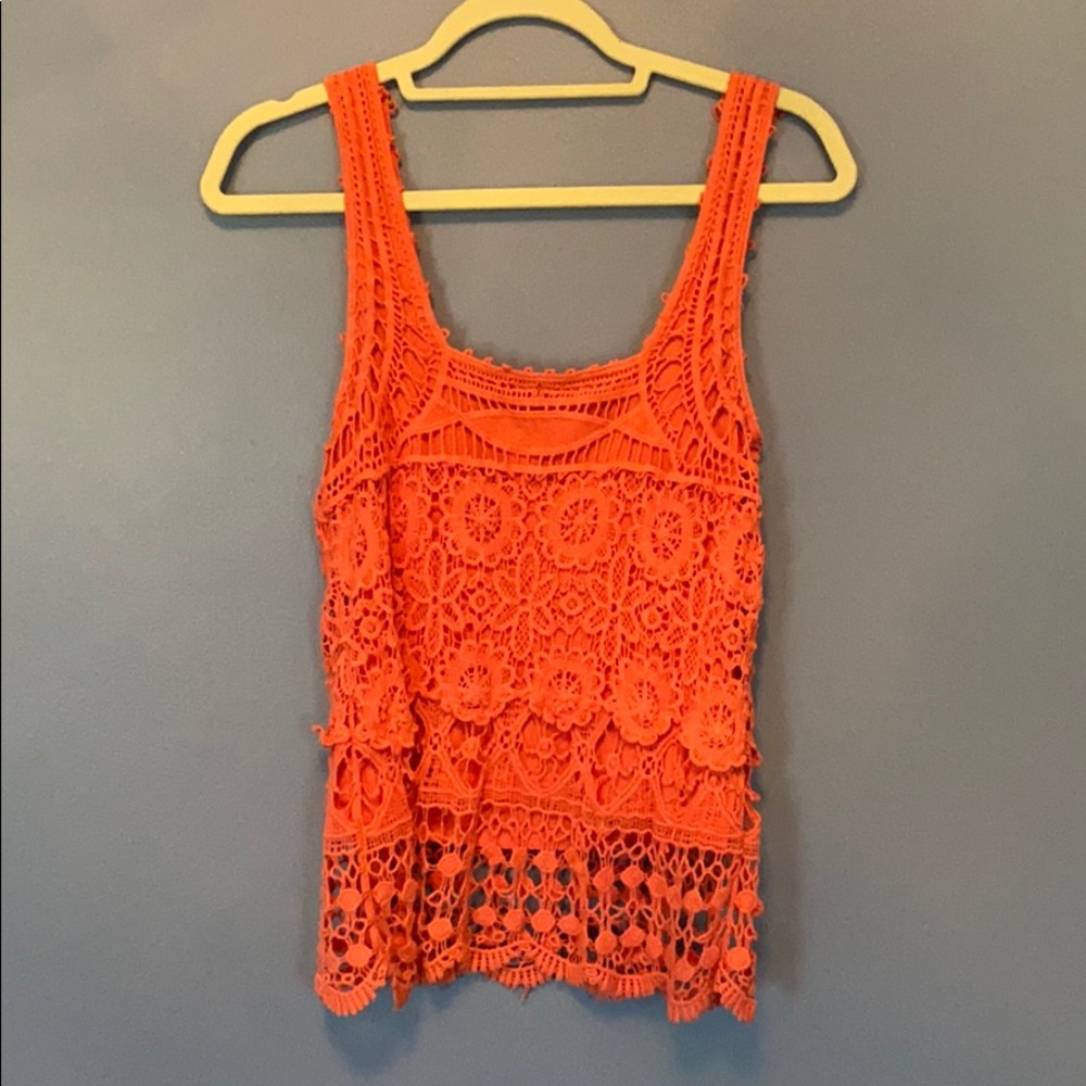 Orange lace tank top